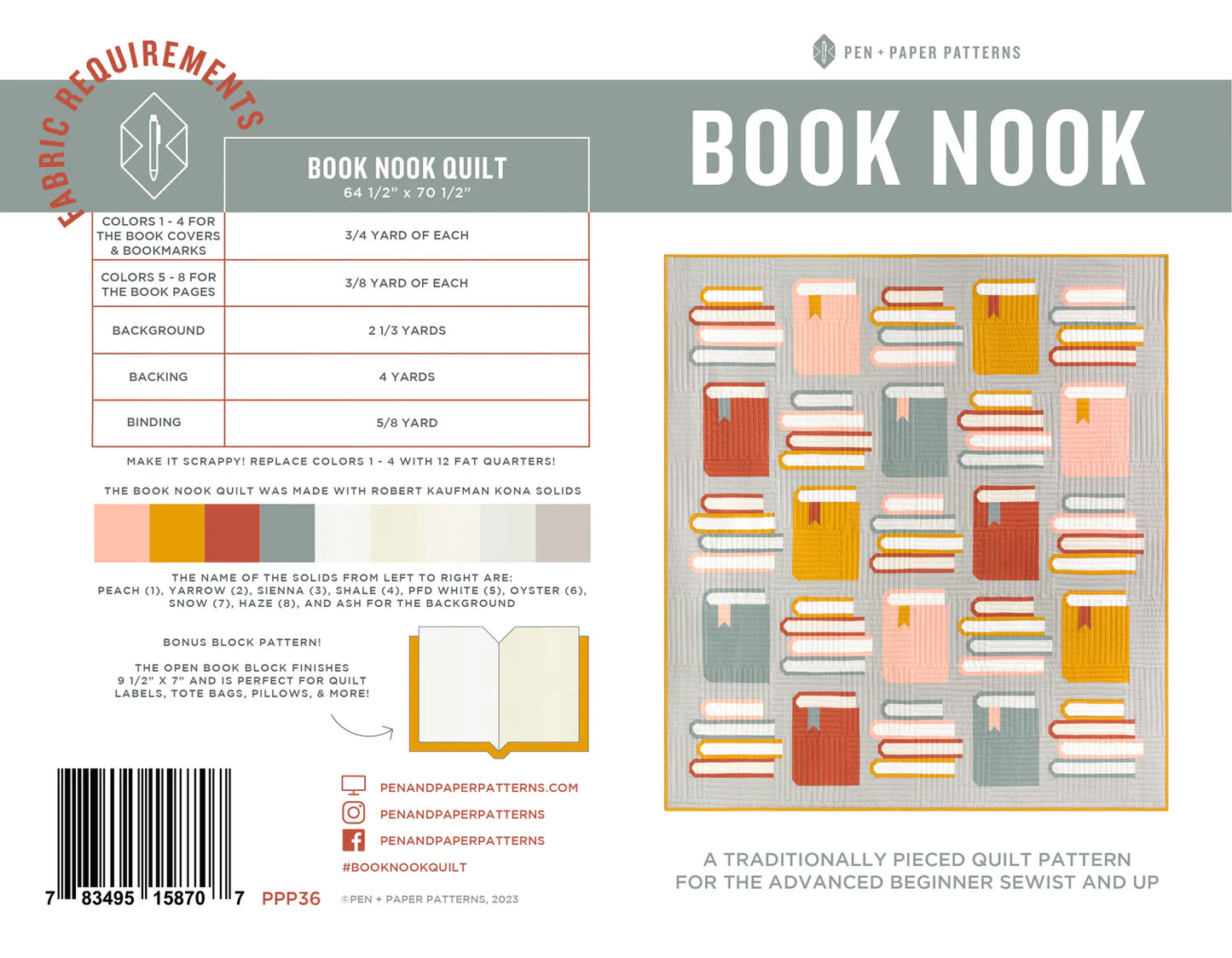 Book Nook Quilt Pattern by Pen and Paper Patterns