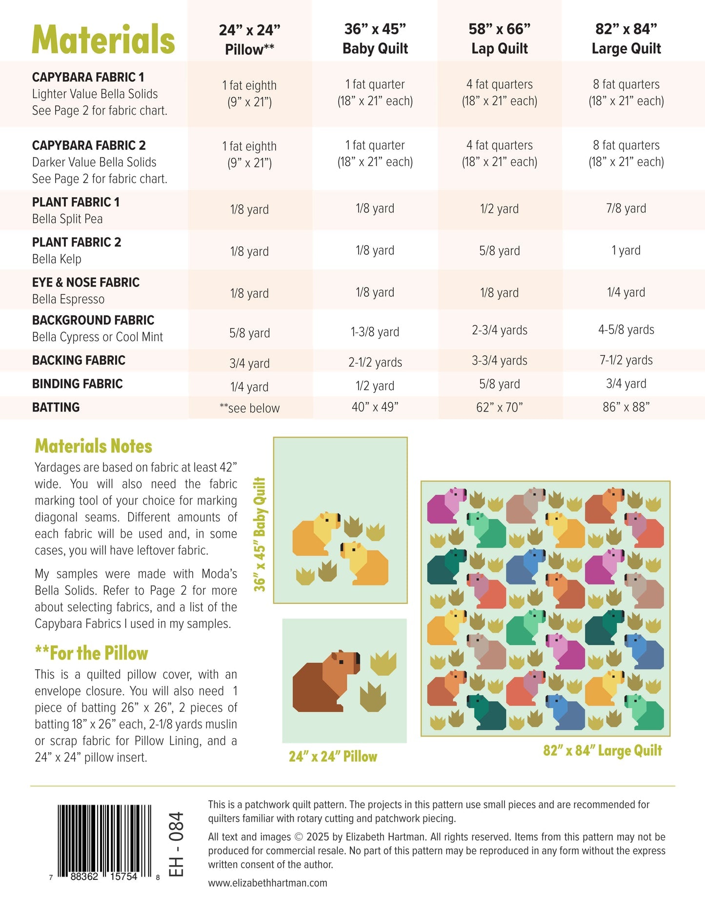 Capybara Club Quilt Pattern by Elizabeth Hartman