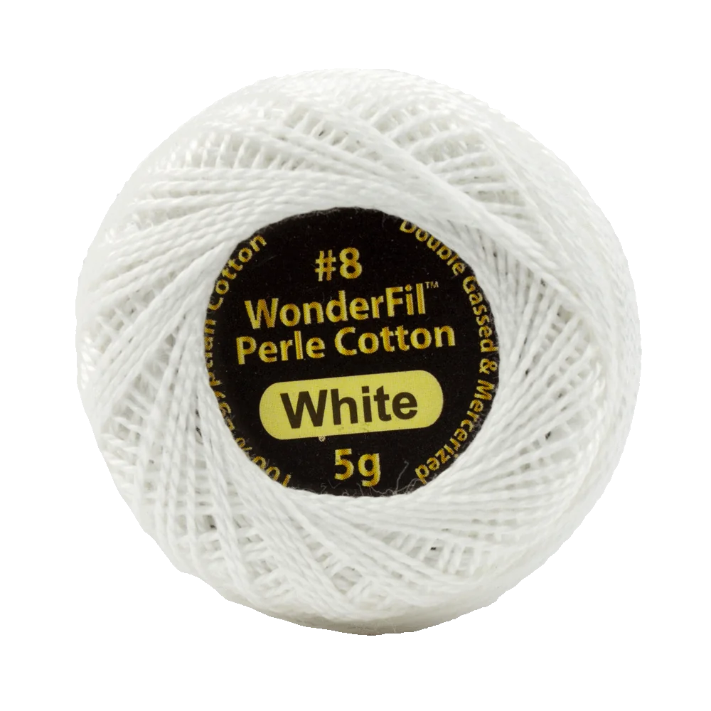 Wonderfil Eleganza 8 wt Perle Cotton, White
