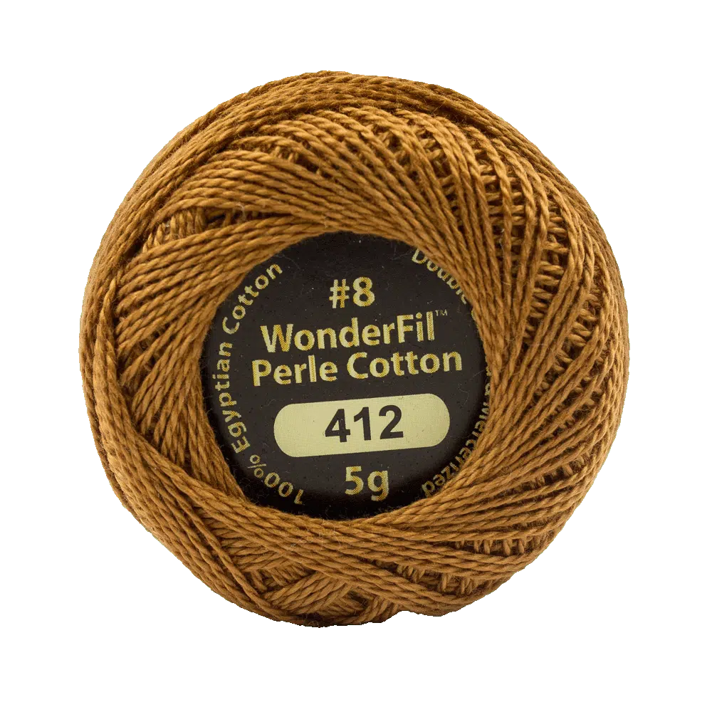 Wonderfil Eleganza 8 wt Perle Cotton, Cured Leather