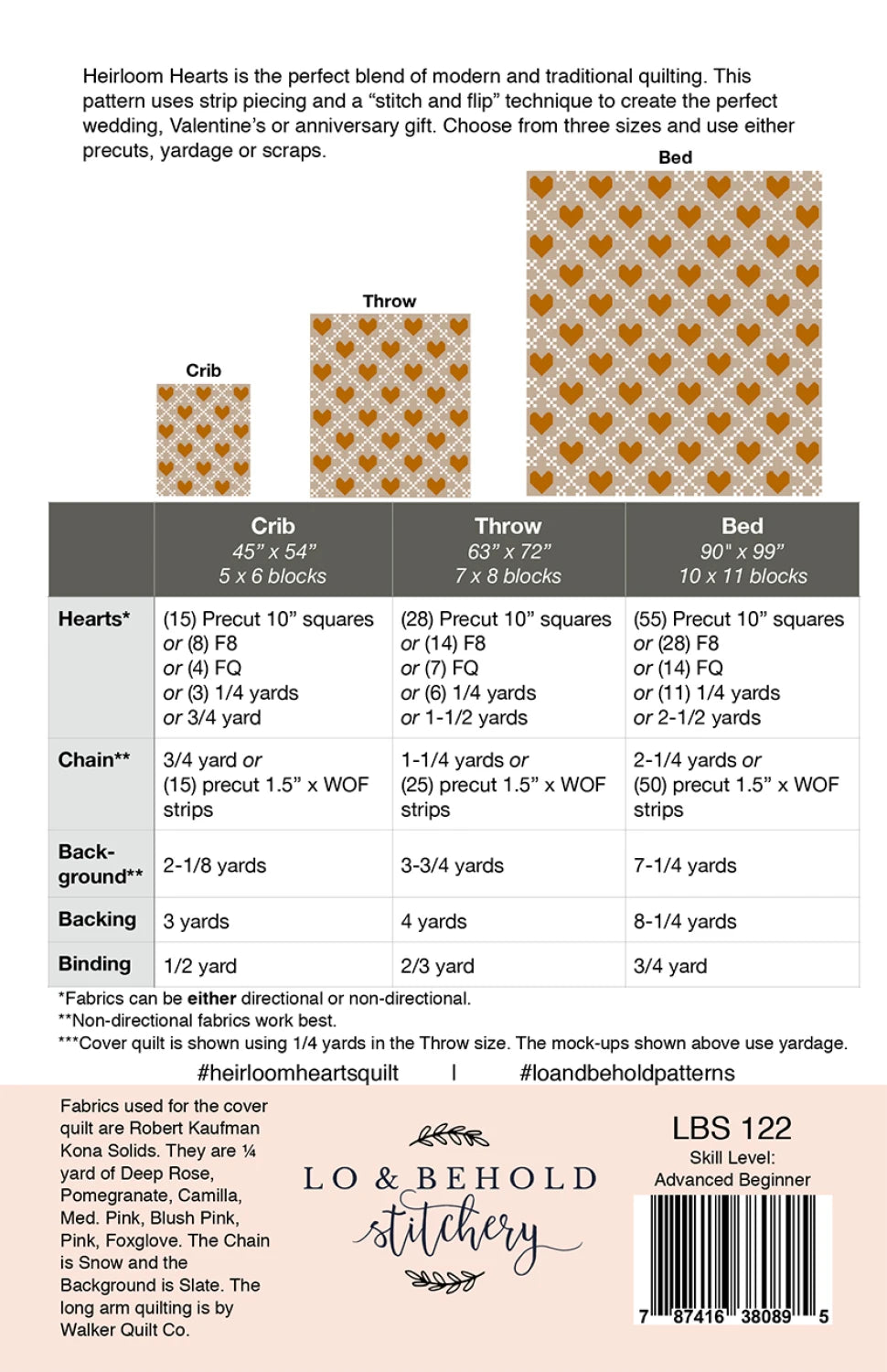 Heirloom Hearts Quilt Pattern by Lo & Behold Stitchery