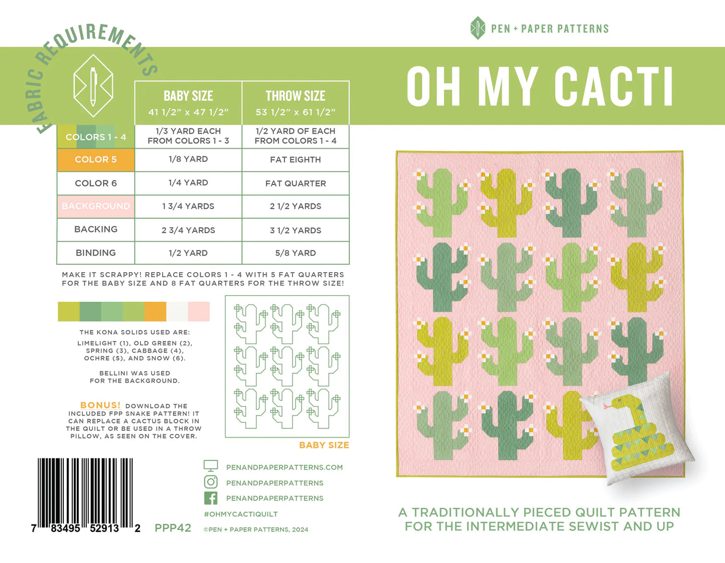 Oh My Cacti Quilt Pattern by Pen and Paper Patterns