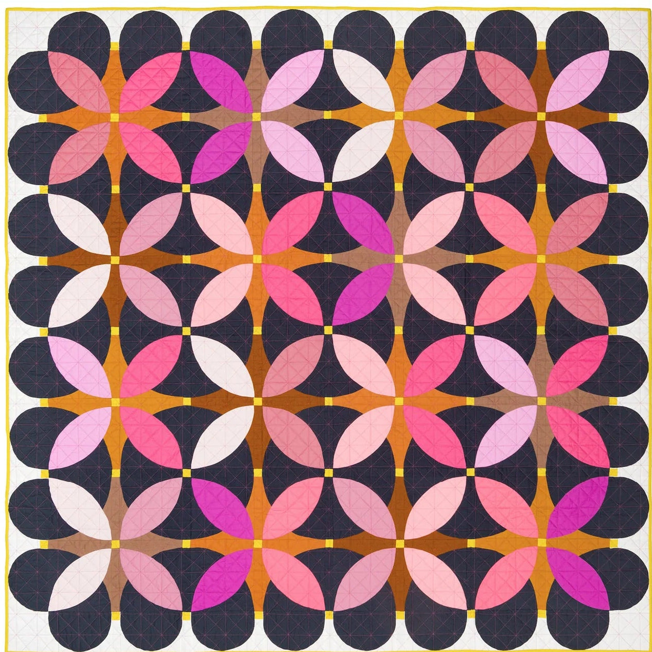 Retro Blossoms Square Throw Quilt Kit with Paper Pattern