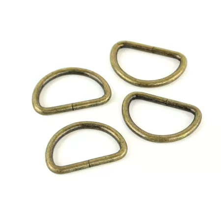 Four D-Rings 1" Antique Brass