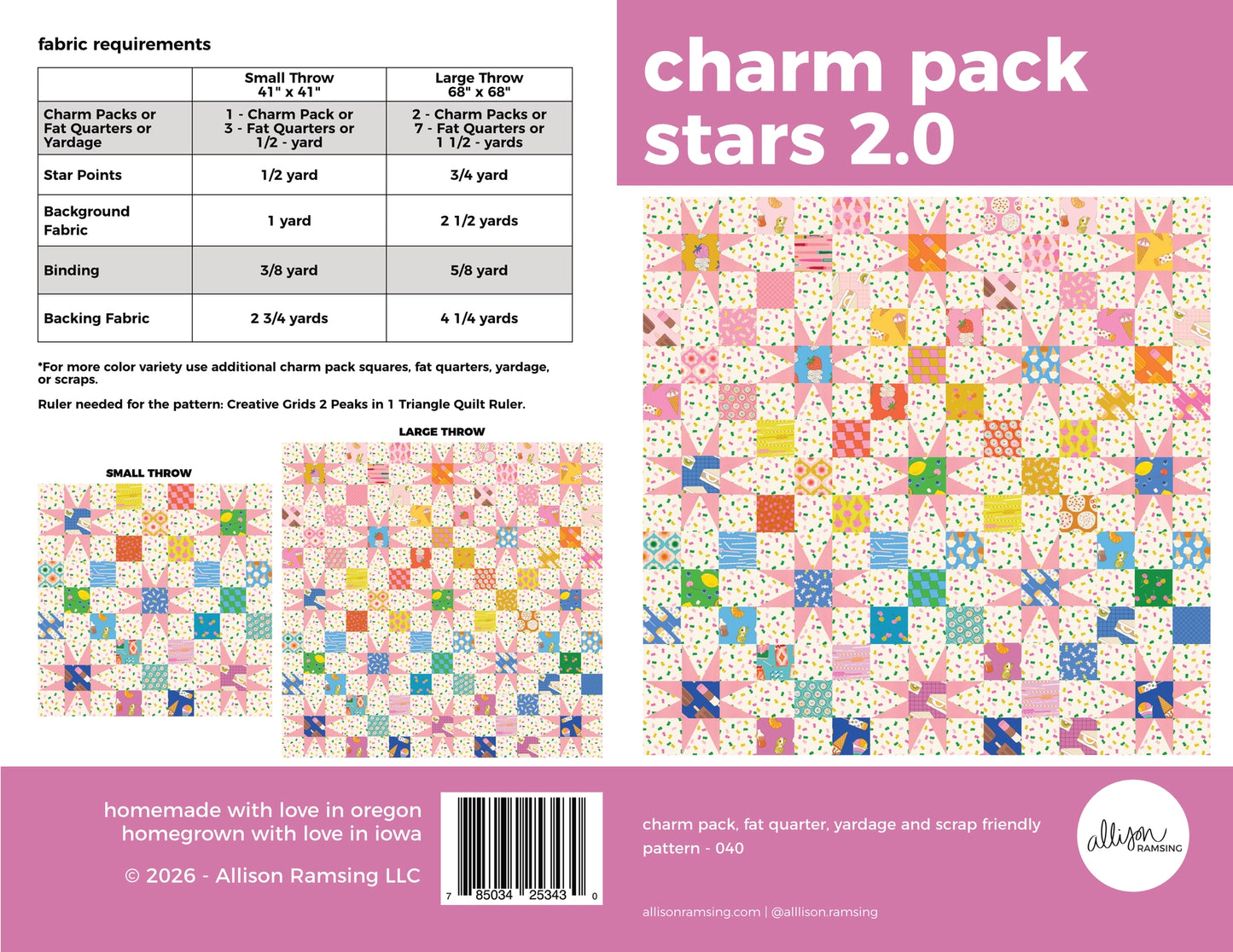 Charm Pack Stars 2.0 Quilt Paper Pattern