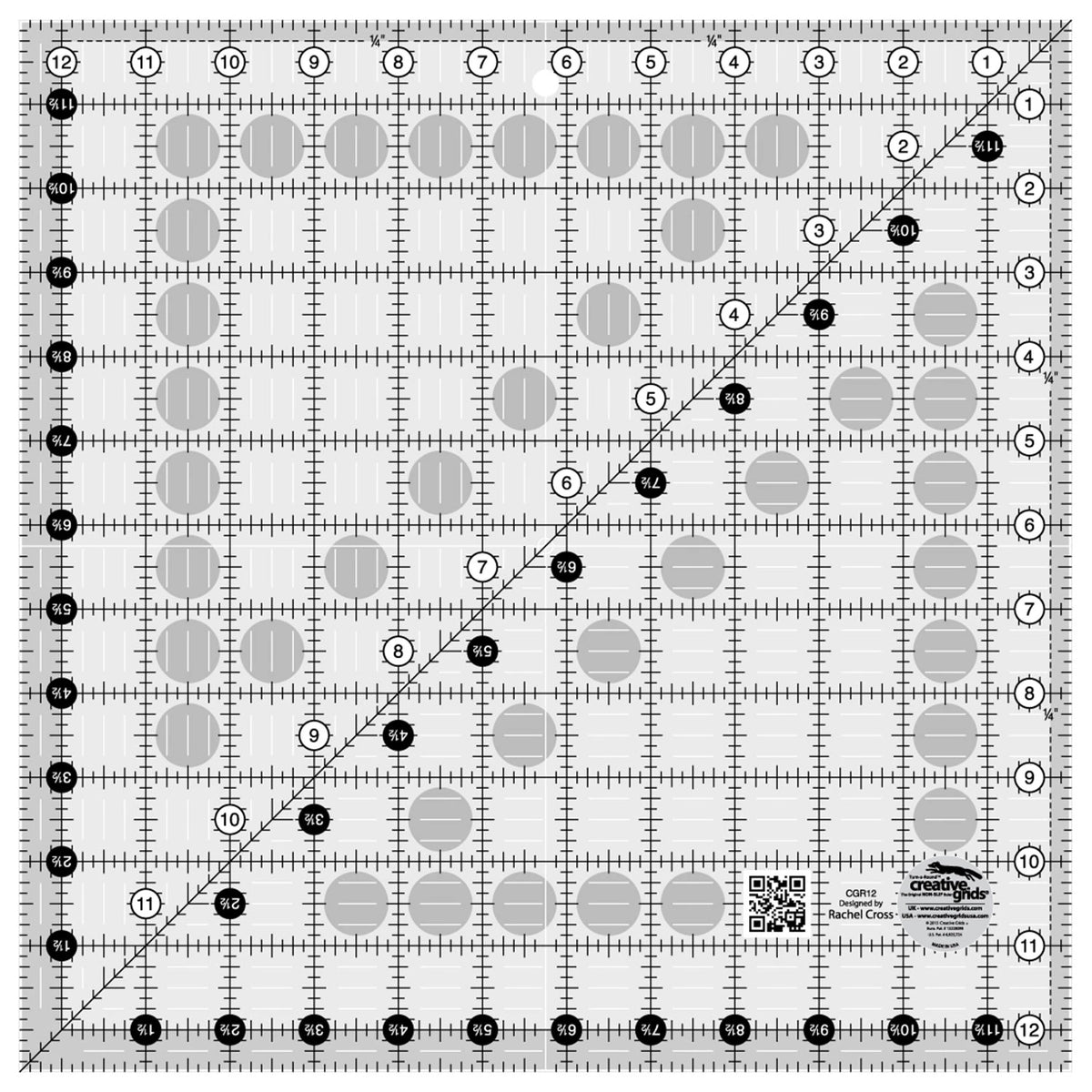 Creative Grids Quilt Ruler 12-1/2in x 12-1/2in Square
