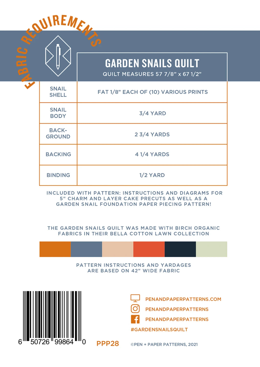 Garden Snails Paper Quilt Pattern
