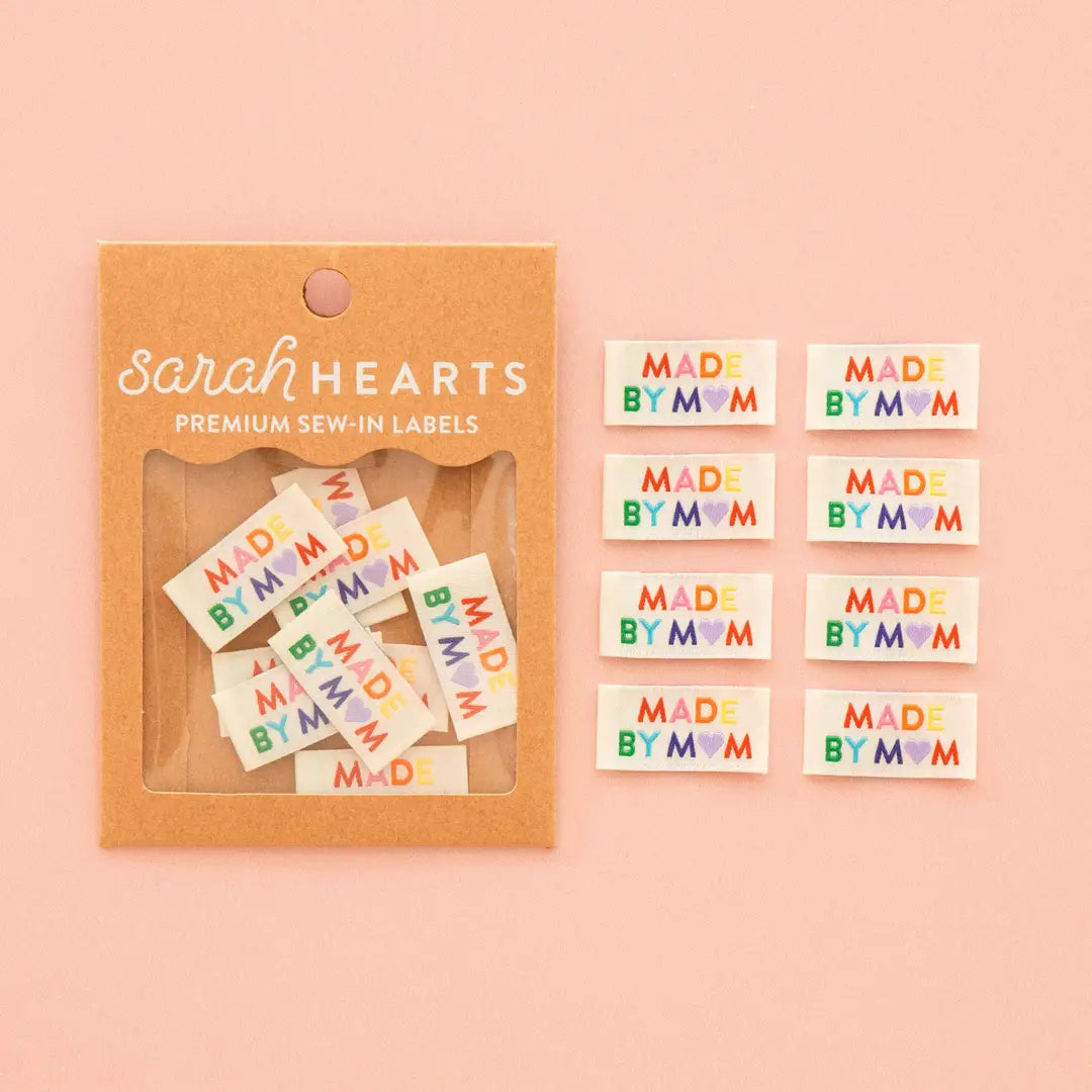 Made by Mom Woven Labels in Rainbow