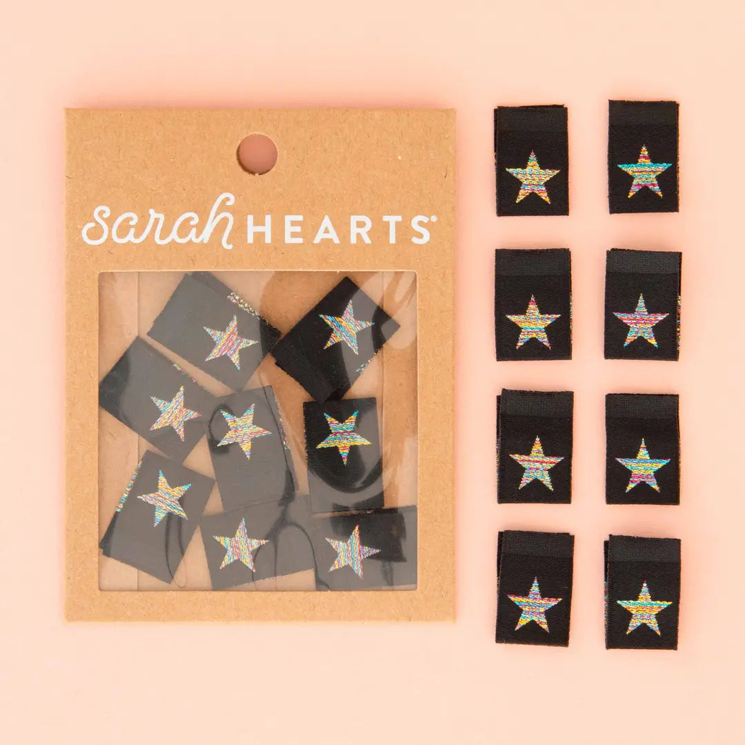 Metallic Rainbow Star Woven Sewing and Quilting Labels