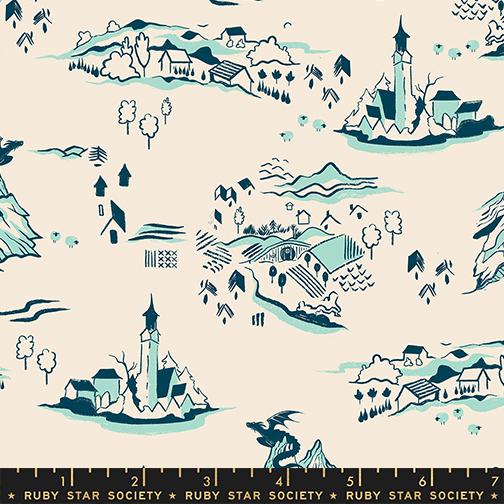 Mountain Town Landscape in Frost