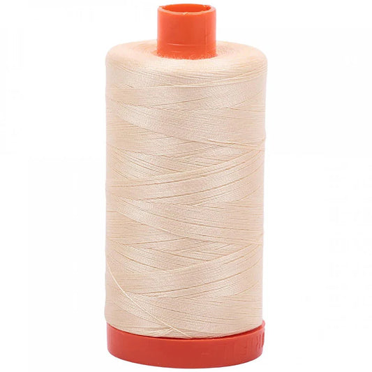 Aurifil 50w Mako Cotton Thread, Butter 2123, 1422 yards