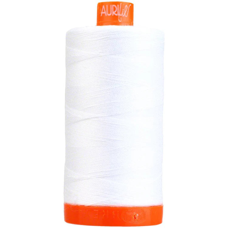 Aurifil 50w Mako Cotton Thread, White 2024, 1422 yards