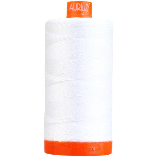 Aurifil 50w Mako Cotton Thread, White 2024, 1422 yards