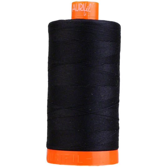 Aurifil 50w Mako Cotton Thread, Black 2692, 1422 yards