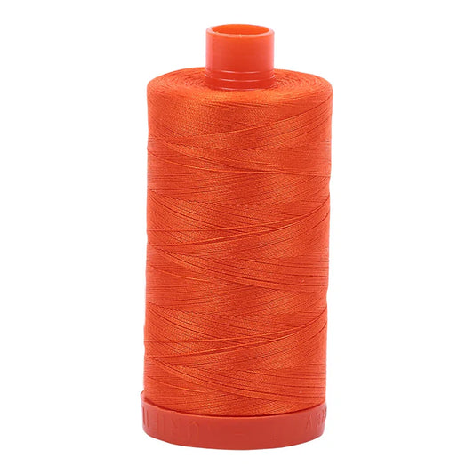 Aurifil 50w Mako Cotton Thread, Neon Orange 1104, 1422 yards