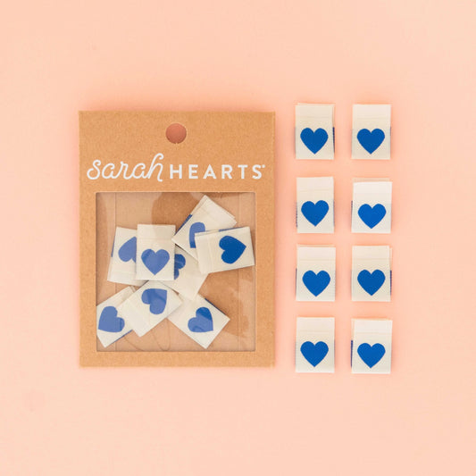 Blue Heart Woven Sew-In Labels