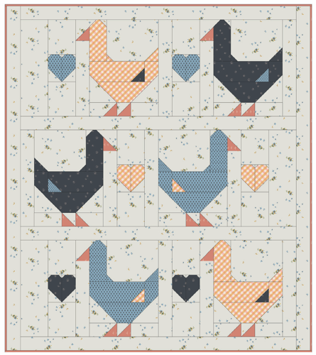 Goose Goose Quilt Kit- Blue Goose Version, Crib or Throw Size