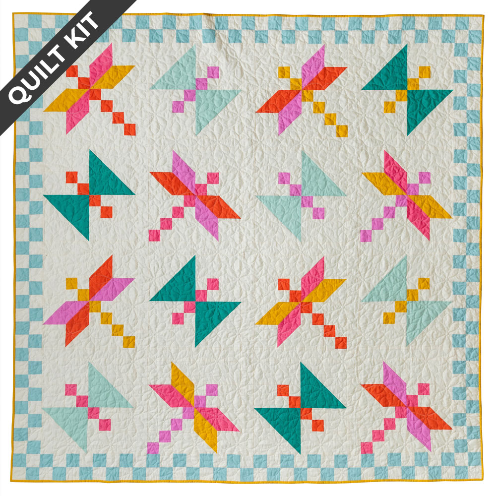 Dragonfly Lake Bright Version Throw Quilt Kit