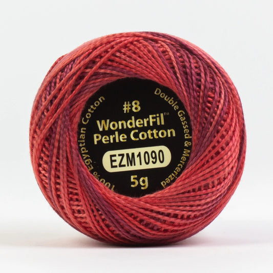 Wonderfil Eleganza Variegated 8 wt Perle Cotton, Cranberry