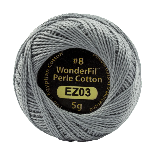 Wonderfil Eleganza 8 wt Perle Cotton, Silverware, EZ03