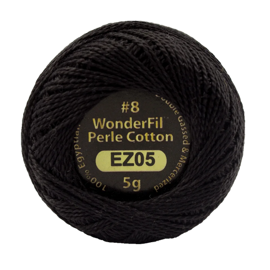 Wonderfil Eleganza 8 wt Perle Cotton, Licorice