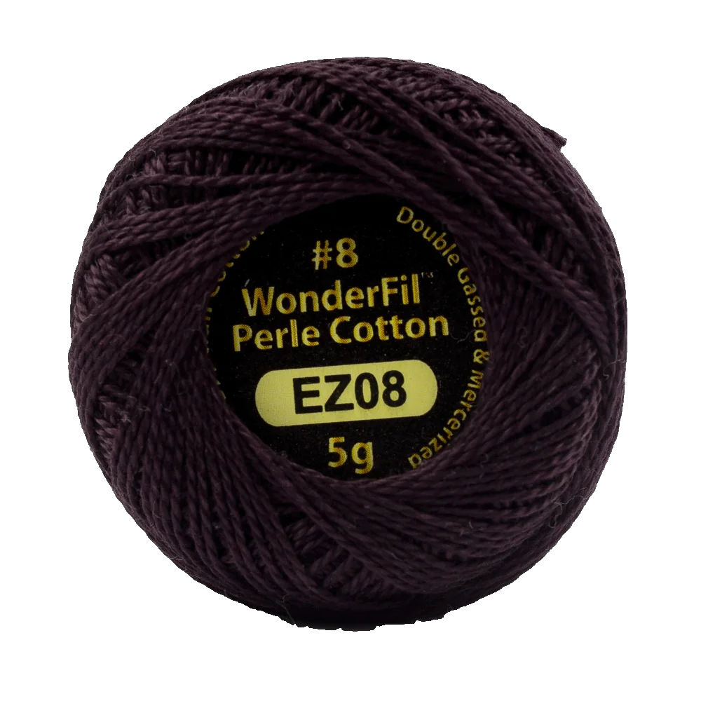 Wonderfil Eleganza 8 wt Perle Cotton, Black Lotus