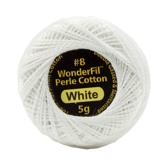 Wonderfil Eleganza 8 wt Perle Cotton, White