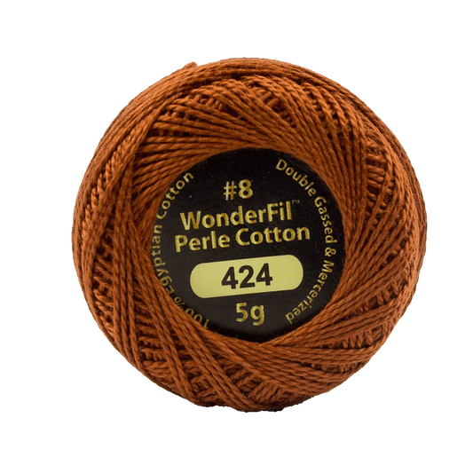 Wonderfil Eleganza 8 wt Perle Cotton, Tawny Owl, 424
