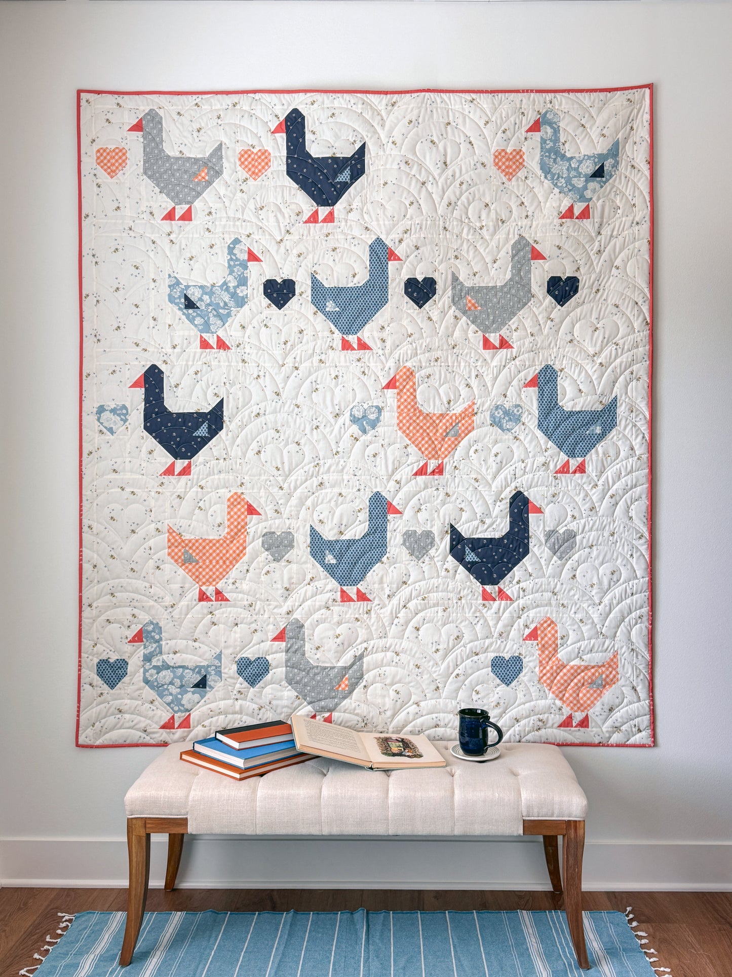 Goose Goose Quilt Kit- Blue Goose Version, Crib or Throw Size