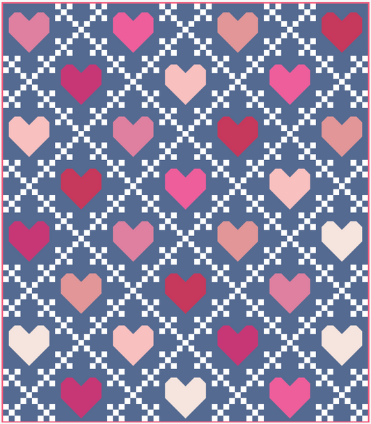 Heirloom Hearts Cover Throw Quilt Kit with Paper Pattern