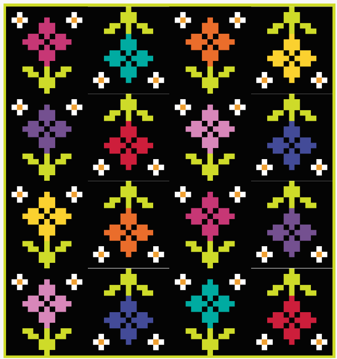 Pansy Patch Midnight Garden Small Throw Quilt Kit