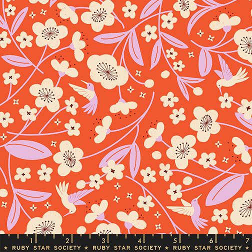 Persimmon Blossoms Warm Red