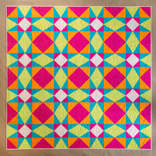 Sunny Day Neon Dream Version Throw Size Quilt Kit