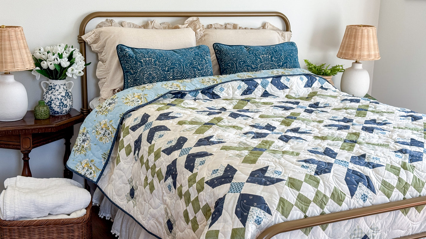 Tulip Time Delft Blues Quilt Kit in 3 Sizes