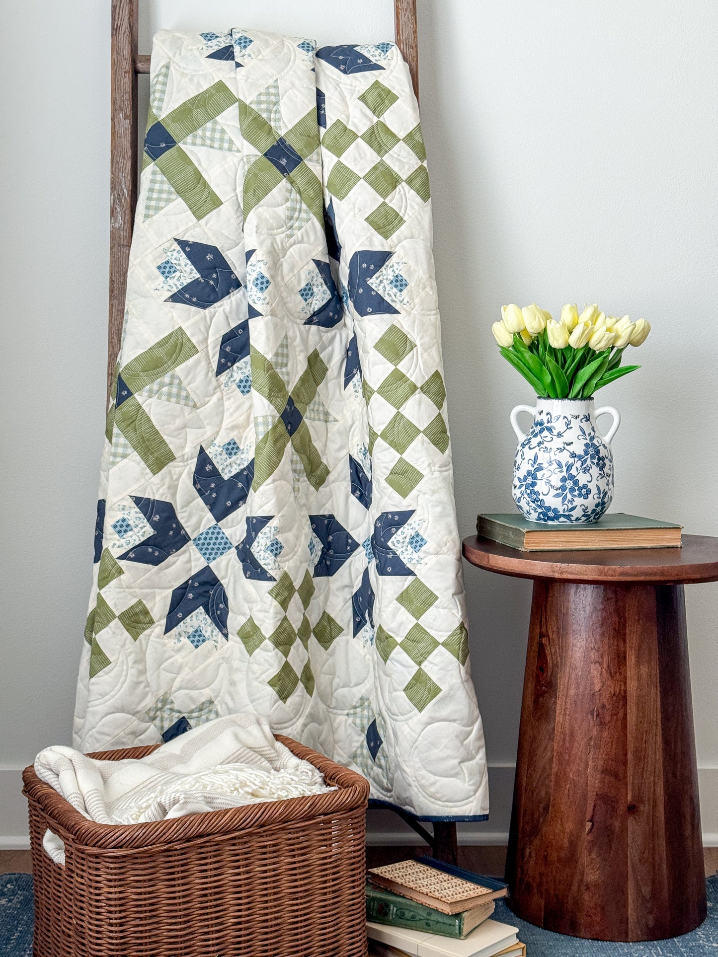 Tulip Time Delft Blues Quilt Kit in 3 Sizes