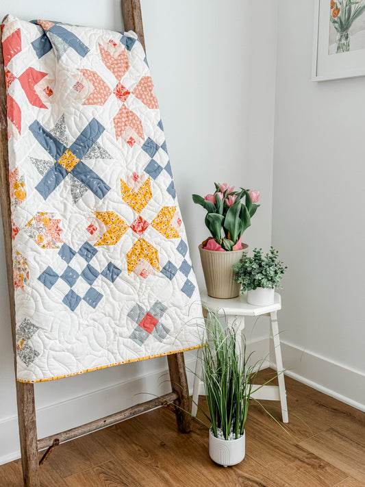 Tulip Time Spring Garden Quilt Kit in 3 Sizes