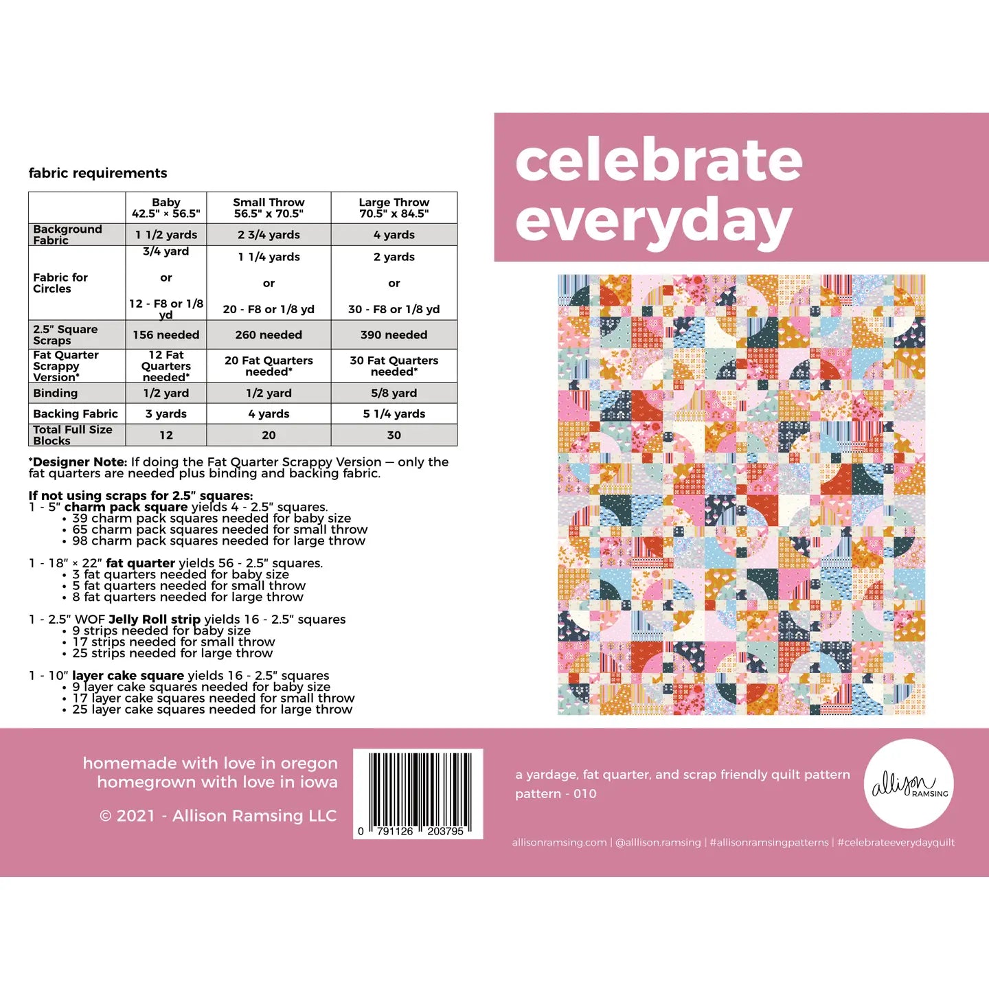 Celebrate Everyday Quilt Paper Pattern