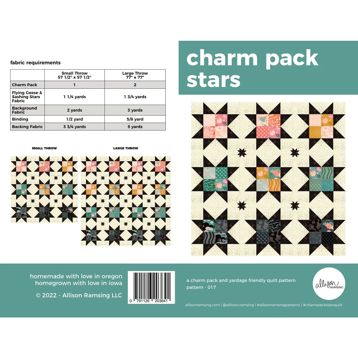 Charm Pack Stars Quilt Paper Pattern