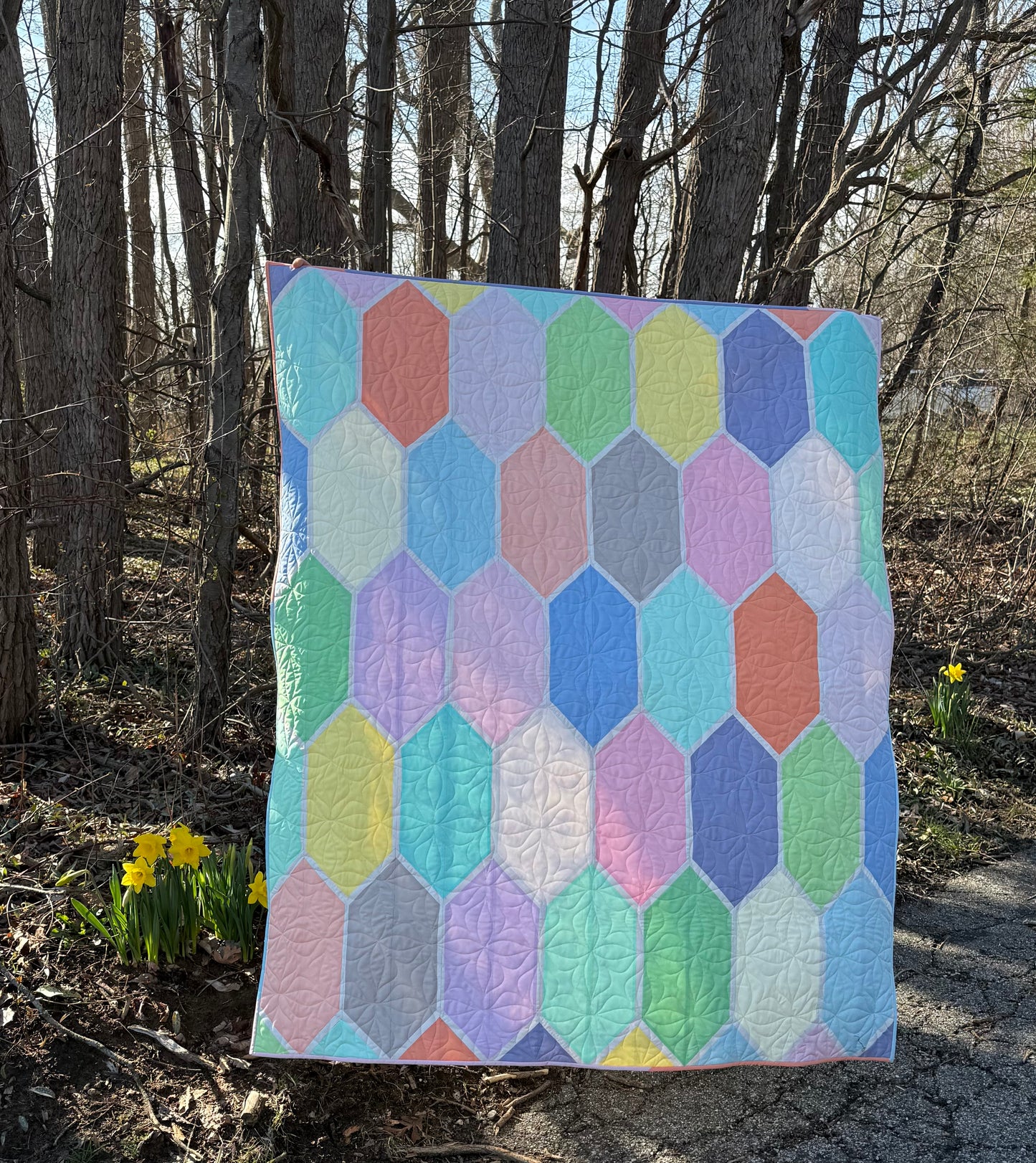 Church Window Pastel Throw Quilt Kit