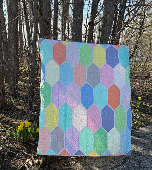 Church Window Pastel Throw Quilt Kit