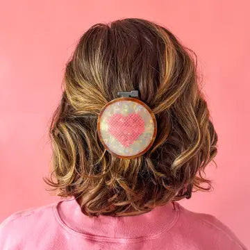 Cross Stitch Embroidery Hoop French Barrette