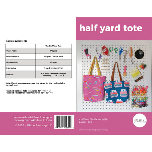 Half Yard Tote Paper Pattern