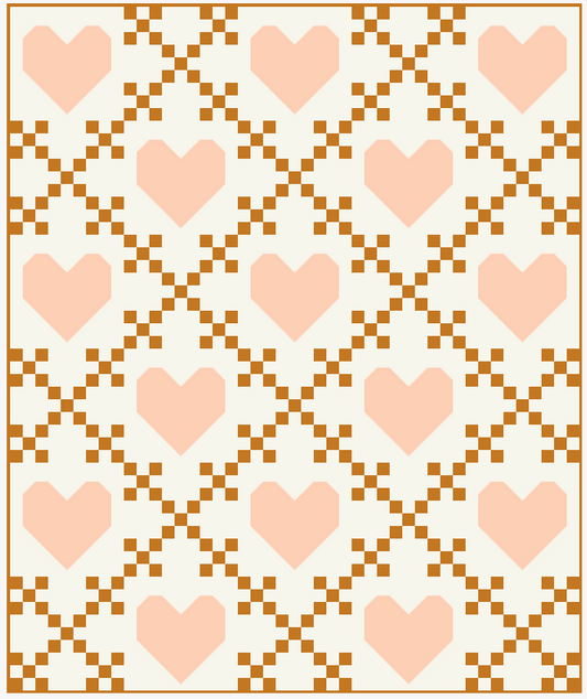 Heirloom Hearts CRIB Size Quilt Kit with Paper Pattern