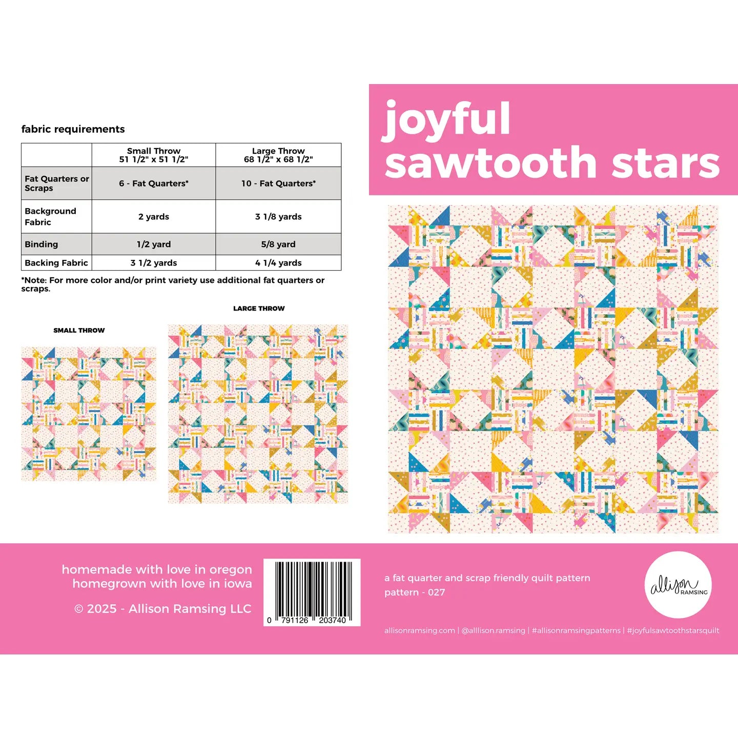 Joyful Sawtooth Stars Quilt Paper Pattern