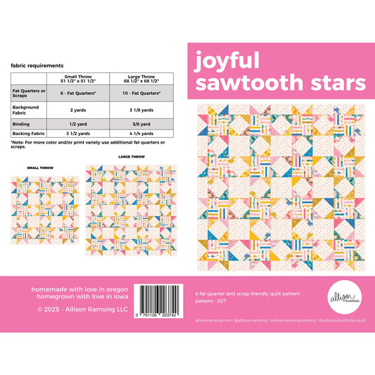 Joyful Sawtooth Stars Quilt Paper Pattern