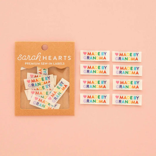 Made by Grandma Woven Labels in Rainbow