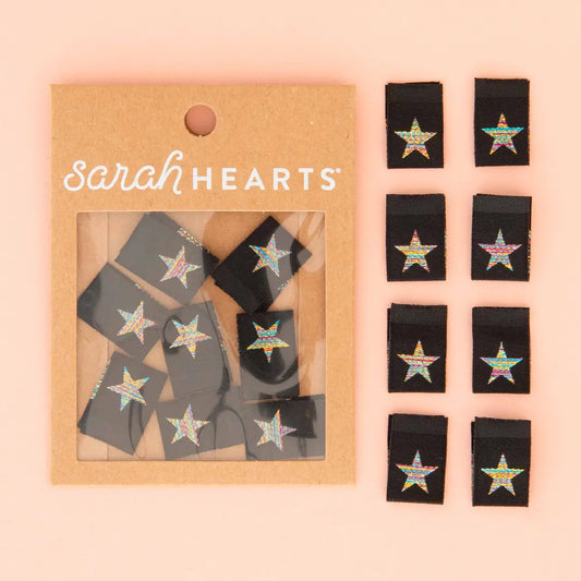 Metallic Rainbow Star Woven Sewing and Quilting Labels