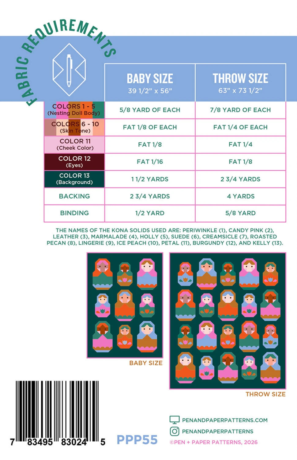 Nesting Dolls Paper Quilt Pattern
