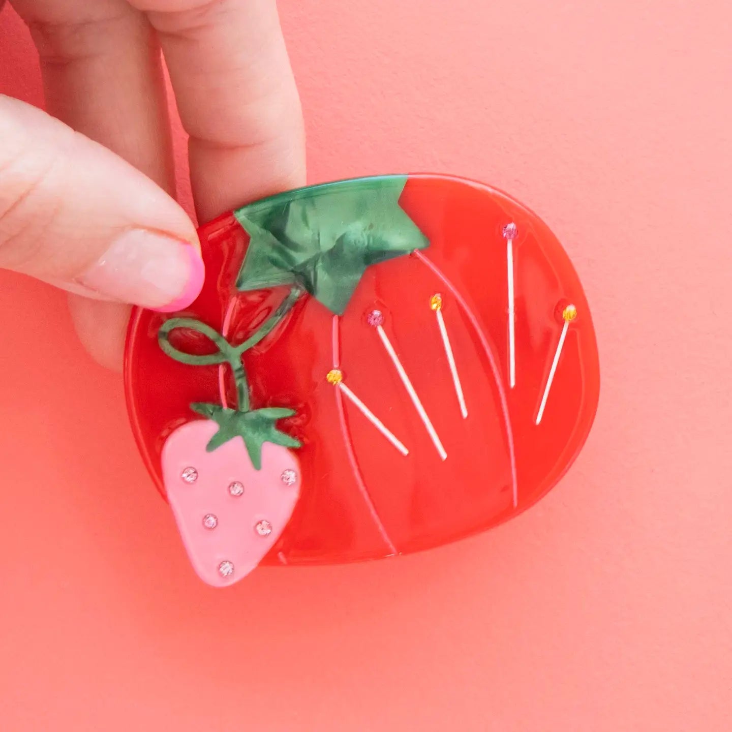 Tomato Pincushion French Barrette Hair Clip