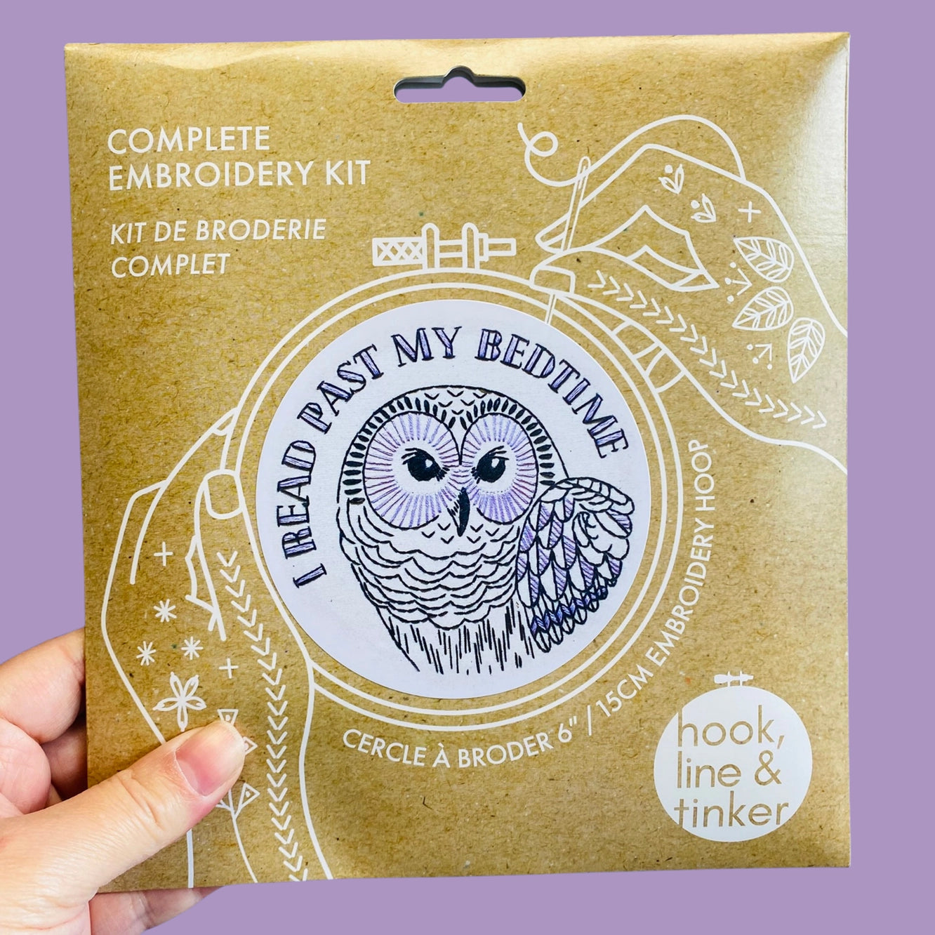 I Read Past My Bedtime Complete Embroidery Kit